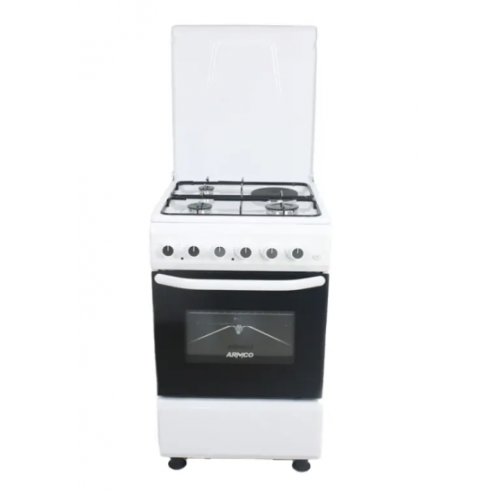 Armco Freestanding Cooker 3Gas + 1Electric , Static Electric Oven/Grill 50X50, Rotisserie, Button ignition, White - GC-F5531PX(W)