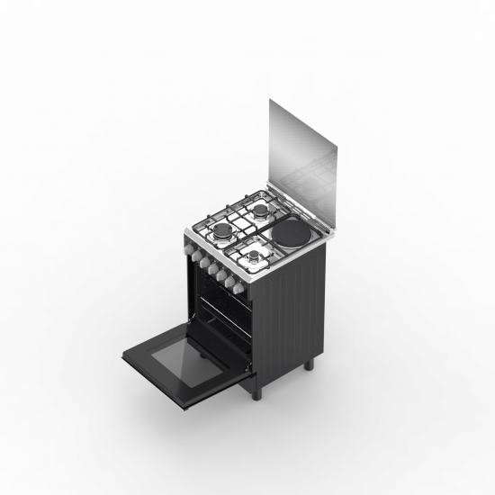 Haier 50x60 Gas Cooker with Electric Oven - 3 Gas + 1 Electric Plate, Matte Black HRE5313CDTMB