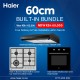 Haier 60cm Complete Built-in Bundle: 60cm Hood + 60cm 4 burner built-in Hob + 59L built-in oven
