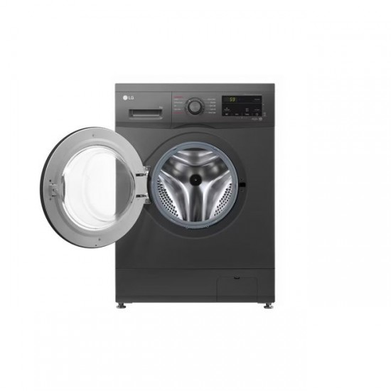 LG F4J3TYG6J Front Load Washing Machine, 8KG - Black