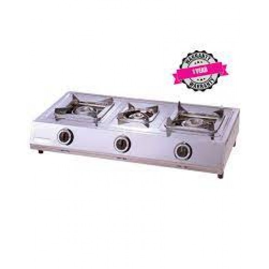 ARMCO GC-8310P - 3 Burner (1 WOK) Tabletop Gas Cooker, Stainless Steel.
