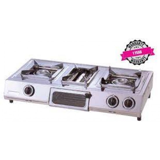 ARMCO GC-8300P - 2 Burner Tabletop Gas Cooker, (1 WOK) + Grill, Stainless Steel.