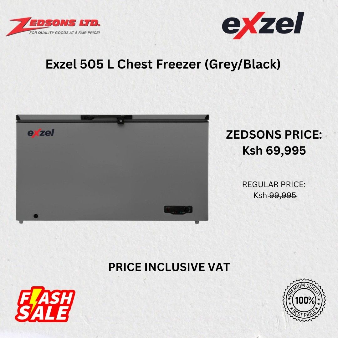 Exzel 505L Chest Freezer (Grey/Black)