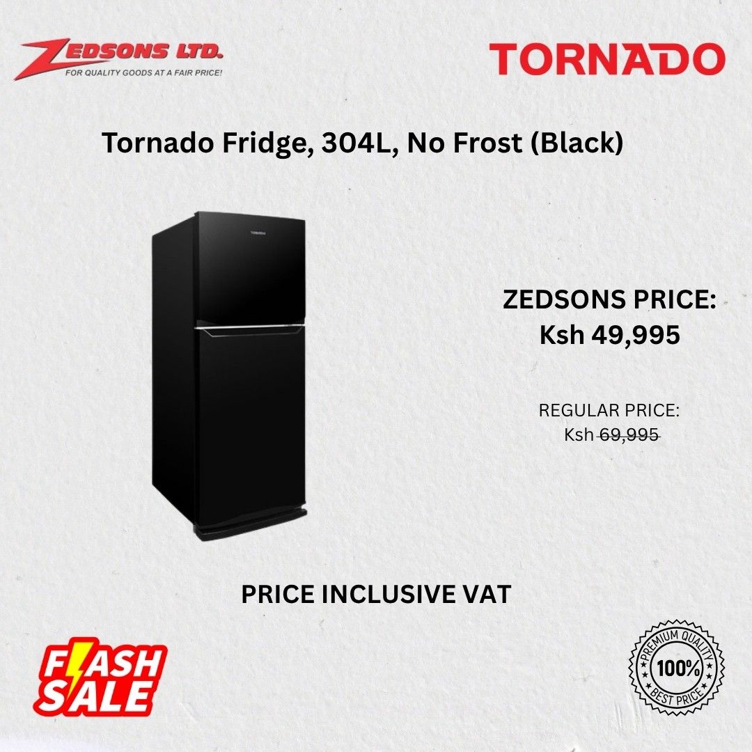 Tornado Fridge, 304L, No Frost (Black)