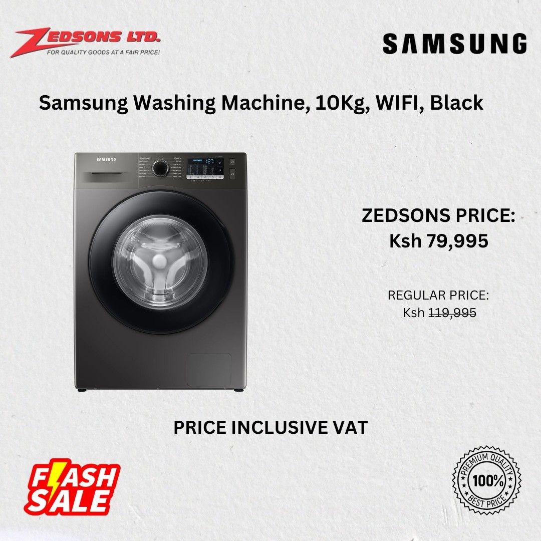Samsung Washing Machine, 10Kg, WIFI, Black