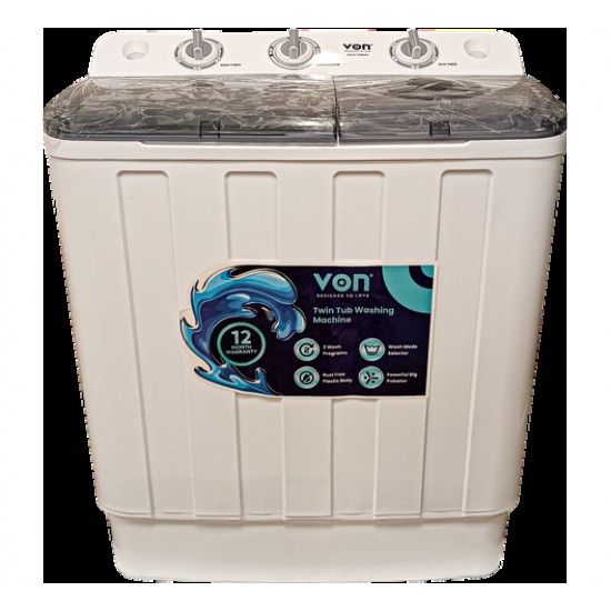 Von VALS-75BWY Twin Tub Washing Machine - 7.5Kg